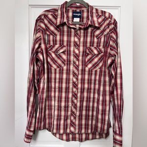 Wrangler size L Pearl snap western shirt.
